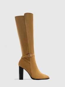 CUCCOO BIZCHIC Women's Pointed Toe Fashionable Versatile Commuting High Heel Boots - Camel - View 2