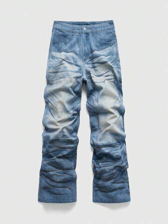 Street Life Herren Vintage gewaschene Digital-Muster Jeans