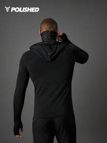 Manfinity Acti Log Men's Wing Print Long Sleeve Drawstring Hooded Sweatshirt Workout Gym-Wear - Black - View 2