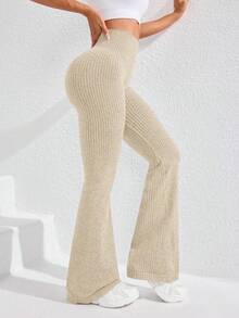 Dewbera 女士纯色高腰休闲无缝瑜伽紧身裤