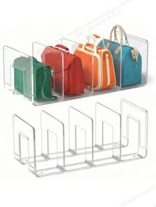 4PCS Clear Wardrobe Bag Storage Tote Purse Bag Divider Removable Cabinet Rack, Wardrobe Suitable For Bedroom Bathroom Office Practical Book Divider L Shape Storage Rack, Space Saving Storage Rack, Car Organizer Storage Bins Drawer Organizer, For Clothing Wardrobe Storage Closet Dividers Closet Dividers Sweater Sock Pants Jeans Underwear - transparent - View 12