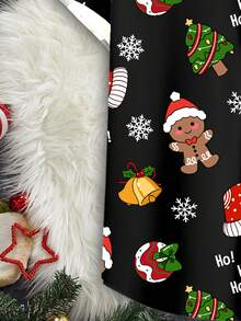 Manfinity Homme Men's Casual Christmas Gift Gingerbread, Snowflake, Christmas Tree Printed Black Slim Fit Short Sleeve Shirt - Multicolor - View 5
