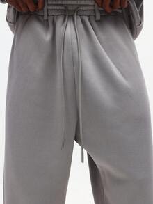 SUMWON Bộ đồ thể thao nam dáng rộng, có mũ trùm đầu và quần nỉ, khóa kéo toàn bộ, có dây rút, phù hợp mặc thường ngày trên đường phố - Xám - Xem 6