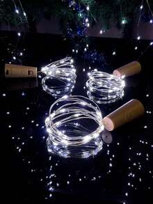 1个/5个/10个装带软木塞的酒瓶灯串，防水电池供电，适用于罐子、派对、婚礼、圣诞节、节日、酒吧装饰，迷你仙女灯串，适合DIY，白色 - 白色 - 查看 5