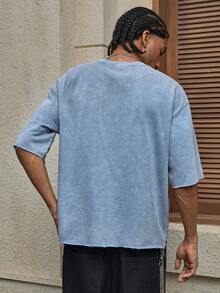 AXEPEAK Rhinestone Decor Flame Print Round Neck Short Sleeve Casual T-Shirt