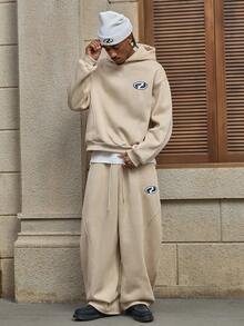 AXEPEAK 男士落肩长袖休闲宽松连帽衫套装