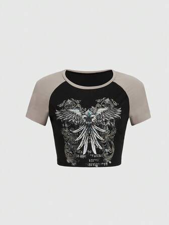 Grunge Punk T-shirt grande taille style punk street avec ailes et croix vintage