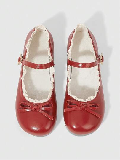 Kawaii Women's Brown Loafers, Closed Toe Mary Jane Flats, Bow Lace Lolita Ballet Flat Shoes