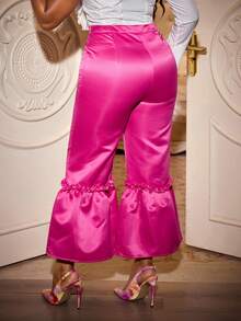 Xyvia Women's Retro Party Flare Hem Pants, Elegant Mid-Length, Versatile, Suitable For All Seasons, Magenta - Hot Pink - View 2