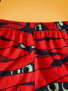 FamilyFrolics 2pcs Halloween Mummy Print Pajama Set, Funny Novelty Family Party Sleepwear For Men - Red - View 6