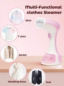 Teckwe 衣物蒸汽机，3 合 1 家用蒸汽清洁器熨烫衣服，手持式服装和织物蒸汽机，15 秒快速加热，容量适合家庭和旅行 - 欧盟插头圣诞礼物，秋冬季假期露营必备品度假配件，露营用品 - 粉色 - 查看 2