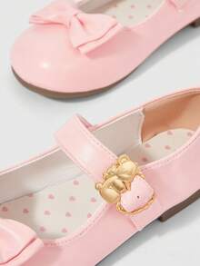 ROMWE Kawaii Women's Brown Loafers, Closed Toe Mary Jane Shoes, Bow Lace Lolita Ballet Flats - Pink - View 5