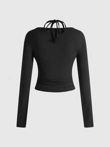 ROMWE Y2K Baddie Rivet Fitted T-Shirt Paired With Mini Low-Waist Shorts - Black - View 7