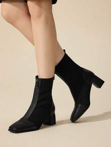 CUCCOO BASICS CUCCOO Women's Pointed Toe Tall/Mid-Calf Fashion Boots For Daily Wear - Black - View 5