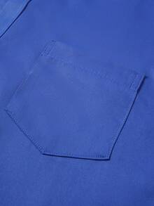 Manfinity Mode Plus Size Men's Solid Color Single-Breasted Casual Long Sleeve Shirt, Formal - Royal Blue - View 7
