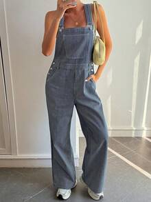 Livesso 女士休闲通勤条纹牛仔背带裤 Y2k