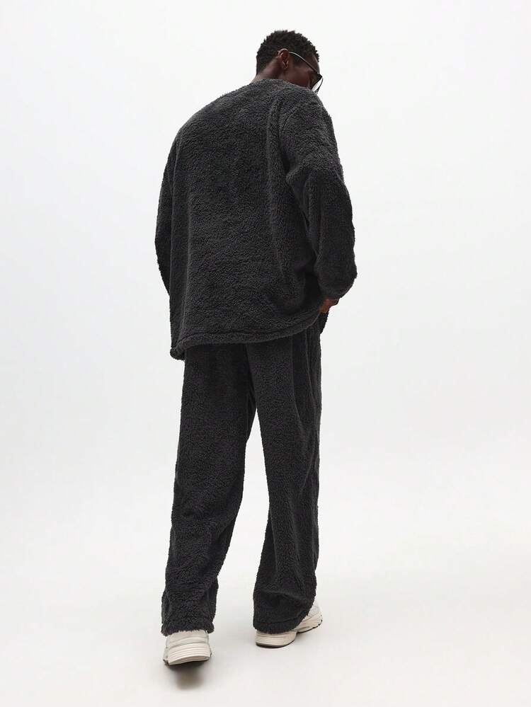 Sherpa Fleece Sweatshirt And Sweatpants Set