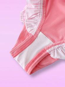 Ruffled Plaid Patchwork Cute Sweet Campus Style Triangular Panties For Teen Girls, Pink - Pink - View 3