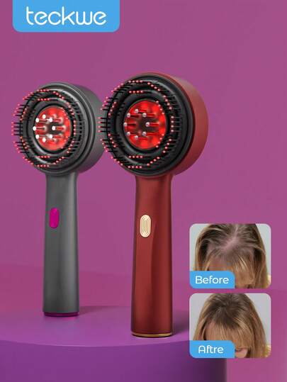Teckwe 1pc Multi-Function Massaging Comb, Electric Massage Brush, Home Scalp Stimulator, Red Light Anti-Hair Loss Hair Care Brush - Deep Scalp Massage, 3 Modes, Personal Care Device, Gift For Lover, Birthday, Holiday Halloween Gift