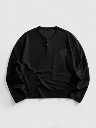 Street Life Herren Rundhals Langarm einfarbiges Lässig Versatil T-Shirt mit Reißverschluss