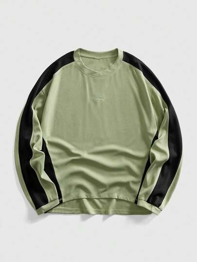 Street Life Felpa girocollo casual da uomo con patchwork a contrasto di colore
