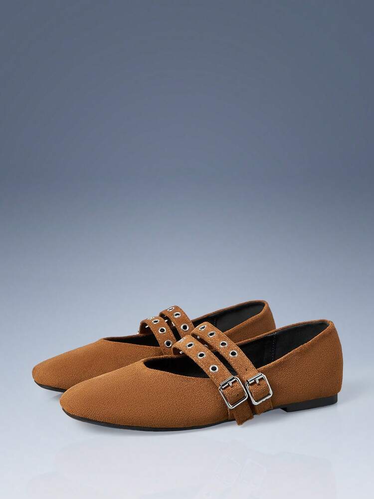 CUCCOO GRLICON Women's Round Toe Buckle Strap Flat Shoes, Motorcycle, Punk, Ballet, Unisex, Summer Vacation, Y2K Style