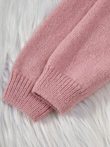 SHEIN Vintaside Kids Nouvelle robe pull tricotée décontractée à col montant, taille brodée, manches à la mode avec broderie. Parfaite pour les fêtes, les sorties, les vacances et le port quotidien en automne et en hiver.