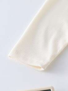 SHEIN Vintaside Kids 2pcs/Set Tween Boys' Spring/Autumn Ribbed Knit Collared Long Sleeve Shirt And Straight LegRibbedd Pants Set