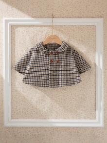 Souflis Souflis 法式复古格纹翻领羊毛混纺外套，适合派对、郊游、上学等各种场合，女童大衣外套，秋冬 - 彩色 - 查看 3