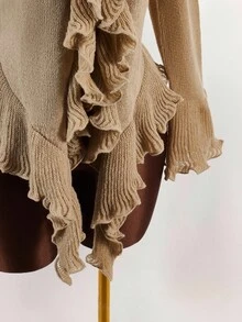 Y2K Amplova Women's Fashionable Sexy & Sweet Ruffle Flare Sleeve Cardigan, Autumn/Winter Thanksgiving And New Year, - Multicolor - View 8