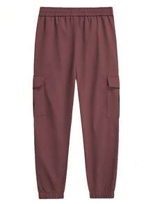 Manfinity Homme Herren Thermisch gefütterte einfarbige Cargohose, modisch & vielseitig für Herbst/Winter, Winterhose für Herren in Braun für Streetwear, tägliche Lässig, Wochenendausflüge, Outdoor-Aktivitäten, Reisen, entspannte Arbeitsumgebungen oder halbformelle Anlässe, Geschenk für Freund/Ehemann, Jahrestags- oder Weihnachtsgeschenk - Bordeaux - Übersicht 2