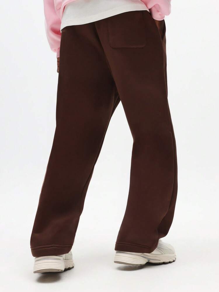 Brown Straight Sweatpants With Logo