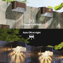 4PCS Fence Lights Solar Powered, Outdoor Waterproof Tiny Led Step Lights In Brown Used Outside For Deck, Stairs, Patio Fence, Garden - Brown - View 8