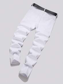 Manfinity LEGND Men's White Pocket Distressed Skinny Casual Jeans - White - View 2