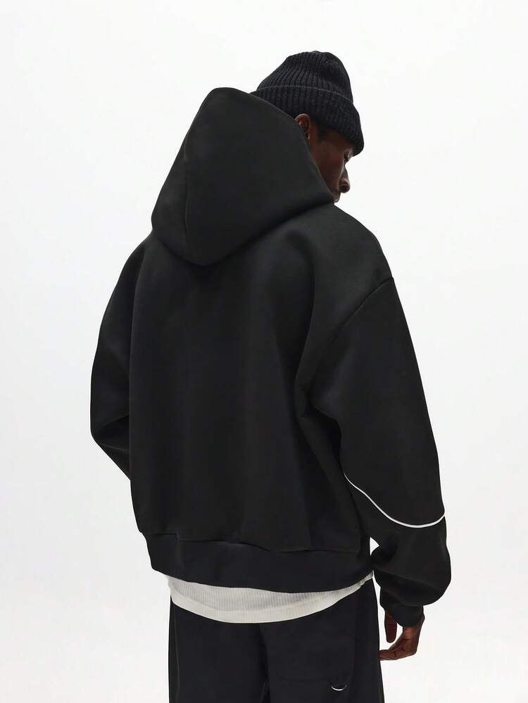 고딕 레터 프린트 풀 지퍼 후드 티셔츠