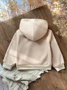 SHEIN Young Girl Winter Warm Sweatshirt,White Sequence,Autumn,Back-To-School Big Fluffy Thermal Lined Cozy Pullover For Teenagers School Daily Casual Travel - Apricot - View 2