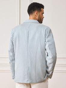 EASEVO Blazer Kasual Pria Ukuran Besar - Blue and White - View 2