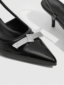 CUCCOO SZL Women's Rhinestone Decor Fashion Daily Wear Buckle High Heels - Black - View 6