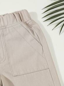 SHEIN 男婴休闲简约风牛仔裤，时尚版型，舒适棉质面料，百搭时尚童裤 - 灰色 - 查看 5