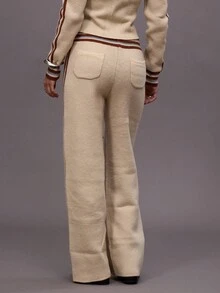 MUSERA Wide Leg Side Stripe Graphic Knit Jogger Bottoms Only Winter Night Out Going Out Streetwear Cute Back To School Sexy Uncut Evening Party Elegant Spring Spring Summer Vacation - Multicolor - View 4