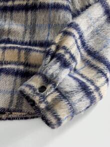 ROMWE MEN Street Life Men's Plaid Long Sleeve Single-Breasted Casual Pocket Overcoat, Autumn/Winter - Multicolor - View 4