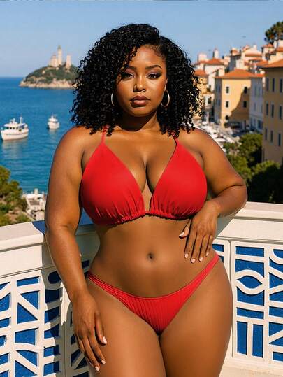 Swim Vcay 2025 Plus Size Women Floral Print Triangle Cup Swimsuit Top