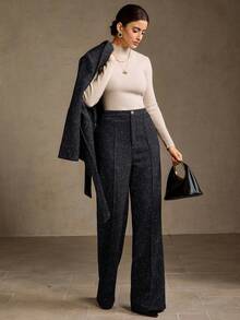 MOTF PREMIUM 羊毛修身喇叭裤 - 霧霾藍 - 查看 3