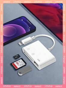 JMMO 1pc 3-In-1 USB/OTG Adapter & Card Reader,High Speed Data Transfer For Phones/Cameras/Computers, Compatible With IPhone 14 Pro Max/14 Pro/14 Plus/14/13/12/11/XS/XR/8/7/6, IPad Series