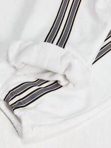 NEON BLANC Pantalones de chándal casuales de pierna ancha con cordón en la cintura y rayas para hombre - Blanco - Ver 7