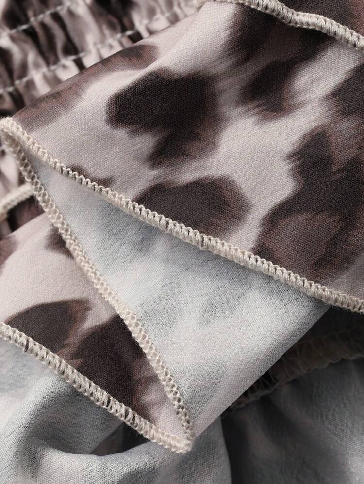 Women's Leopard Print Frill Trim Tie Front Casual Vacation Camisole Top