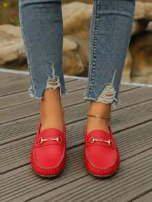 Women Loafers Shoes - Red - View 2