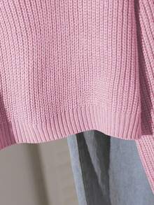 Solid Color Casual Loose Pullover Sweater For Women, Round Neck, Autumn/Winter New, Versatile Knitted Top, Short Style Teen Girl Jumpers Pink Cropped Sweater Cropped Sweater Cropped Knit Sweater Sweater For Teens Tween Girl Clothes Sweaters Summer Clothes For Teens Sweater Soft Girl Clothes Tops Cute Cute Core Clothes Solid Color Top Pink Sweater - Pink - View 5