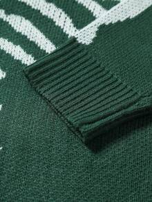 Manfinity Roghcode 男士休闲万圣节骷髅印花单排扣开衫，秋冬季长袖上衣 - 軍綠色 - 查看 3