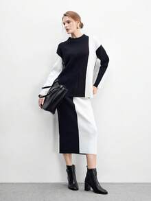 CUCCOO BIZCHIC 女士时尚基本款黑色粗跟中筒靴 - 黑色 - 查看 6